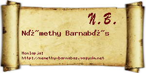 Némethy Barnabás névjegykártya