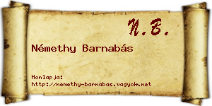 Némethy Barnabás névjegykártya